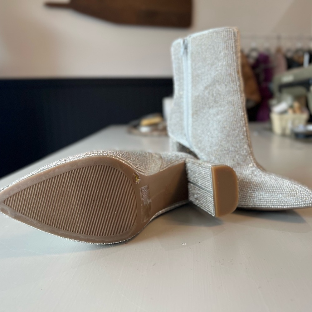 INC rhinestone studded heeled boot